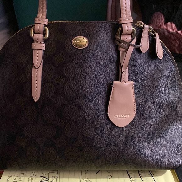 Coach Peyton Signature Domed Cora Satchel in Cora Brown Coated Canvas - Picture 14 of 16